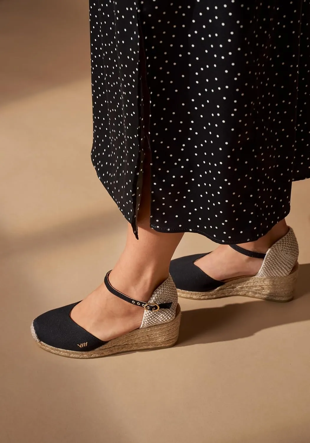 Viscata Reus Canvas Wedge Handmade 2  Heel Women's Sandals with Breathable Cotton Canvas V-cut Vamp and 100% Natural Jute Midsole for all Casual Occasions