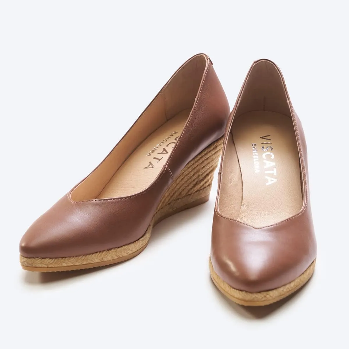 VISCATA Roses Espadrille Leather Wedges Spain Handmade 2  Heel Women's Pumps with Soft, Premium Leather Upper and 100% Natural Jute Midsole for All Occasions: Casual, Work, Party