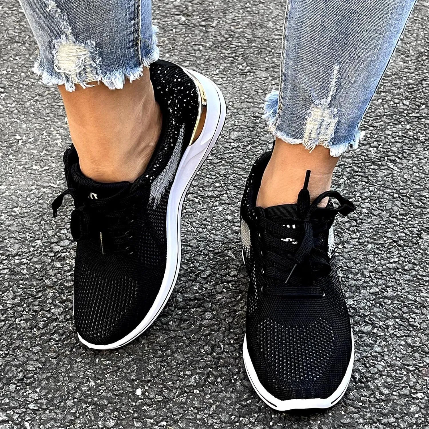 Walking Orthopedic Shoes Women Arch Support Lightweight Breathable Slip On Sneakers Breathable Shoes Women Wedge Leisure Outdoor Running Fitness Shoes Sport Mesh Women's Internationalist Women Sneaker