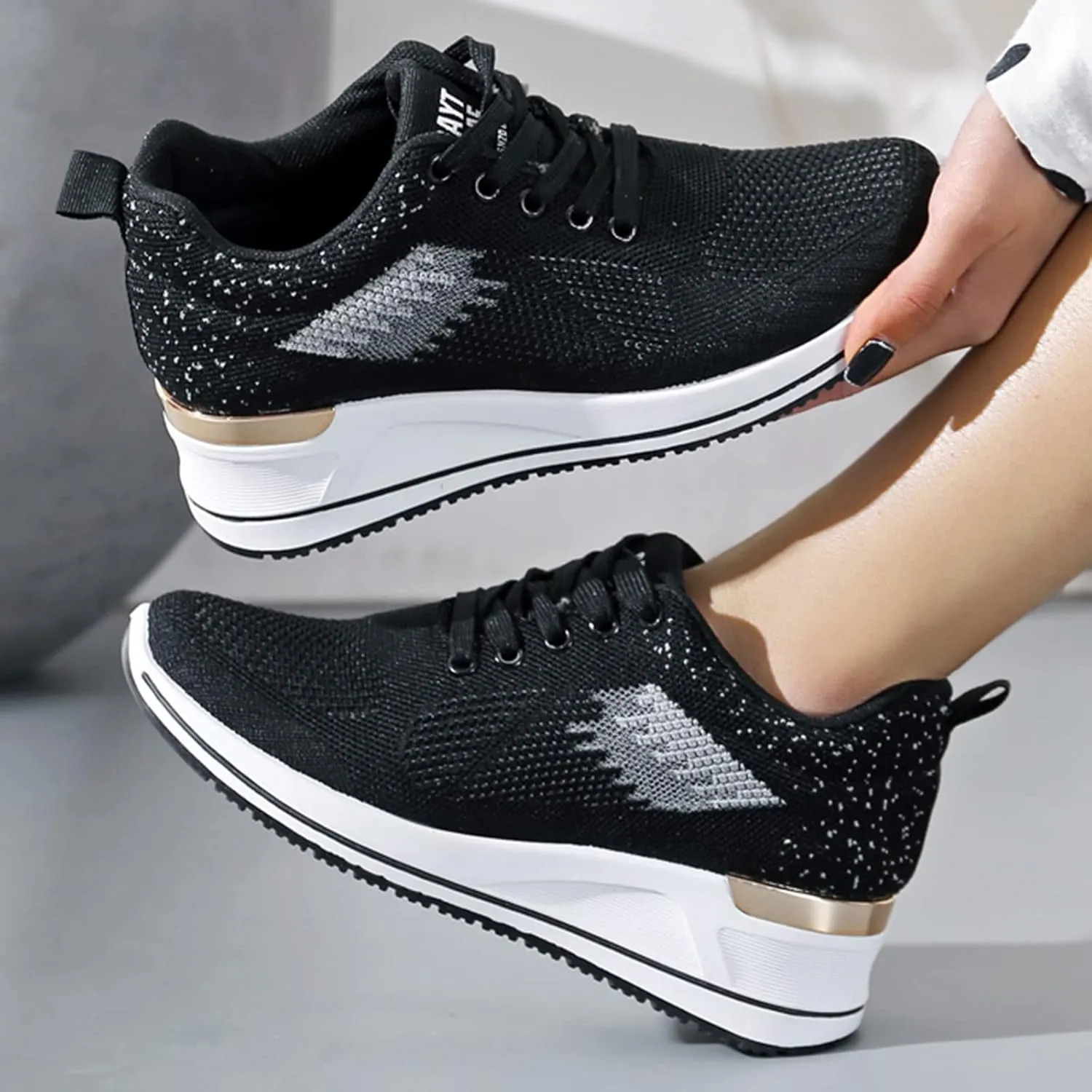 Walking Orthopedic Shoes Women Arch Support Lightweight Breathable Slip On Sneakers Breathable Shoes Women Wedge Leisure Outdoor Running Fitness Shoes Sport Mesh Women's Internationalist Women Sneaker