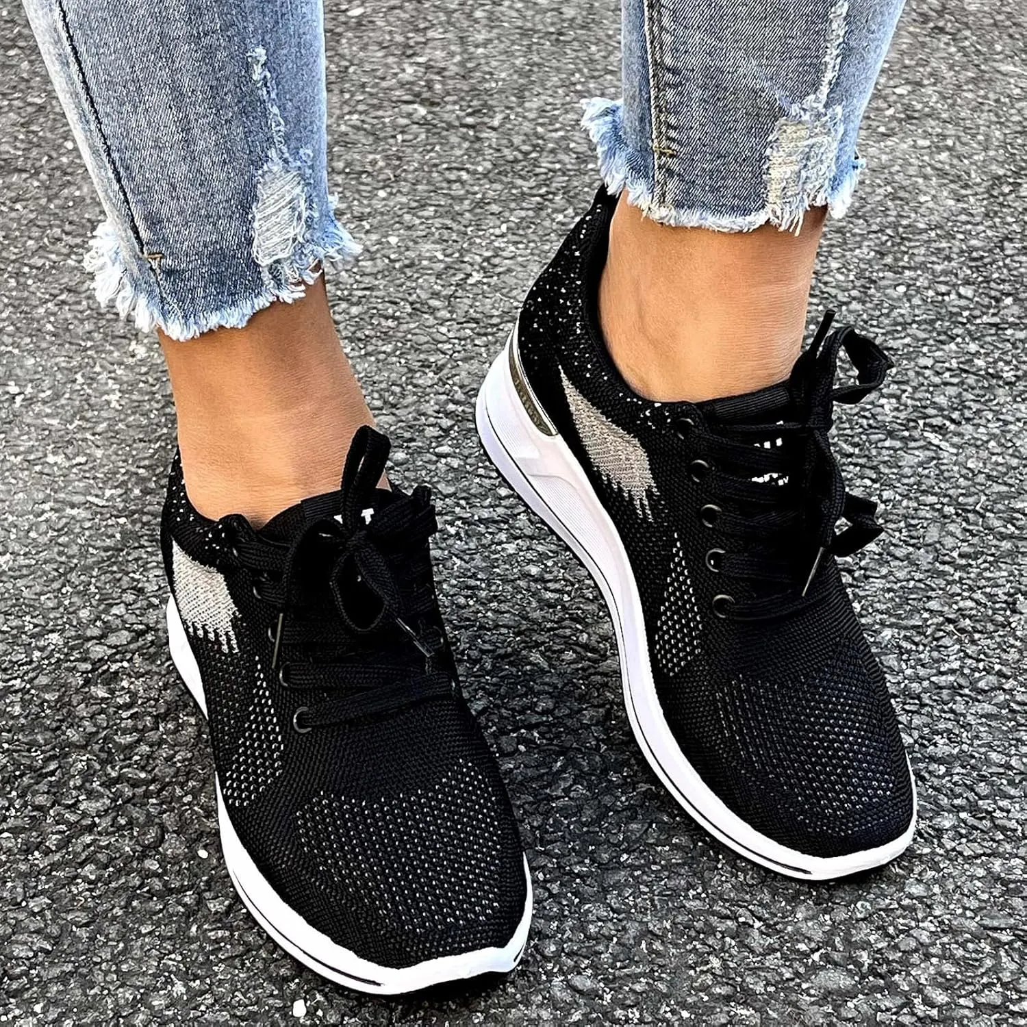 Walking Orthopedic Shoes Women Arch Support Lightweight Breathable Slip On Sneakers Breathable Shoes Women Wedge Leisure Outdoor Running Fitness Shoes Sport Mesh Women's Internationalist Women Sneaker