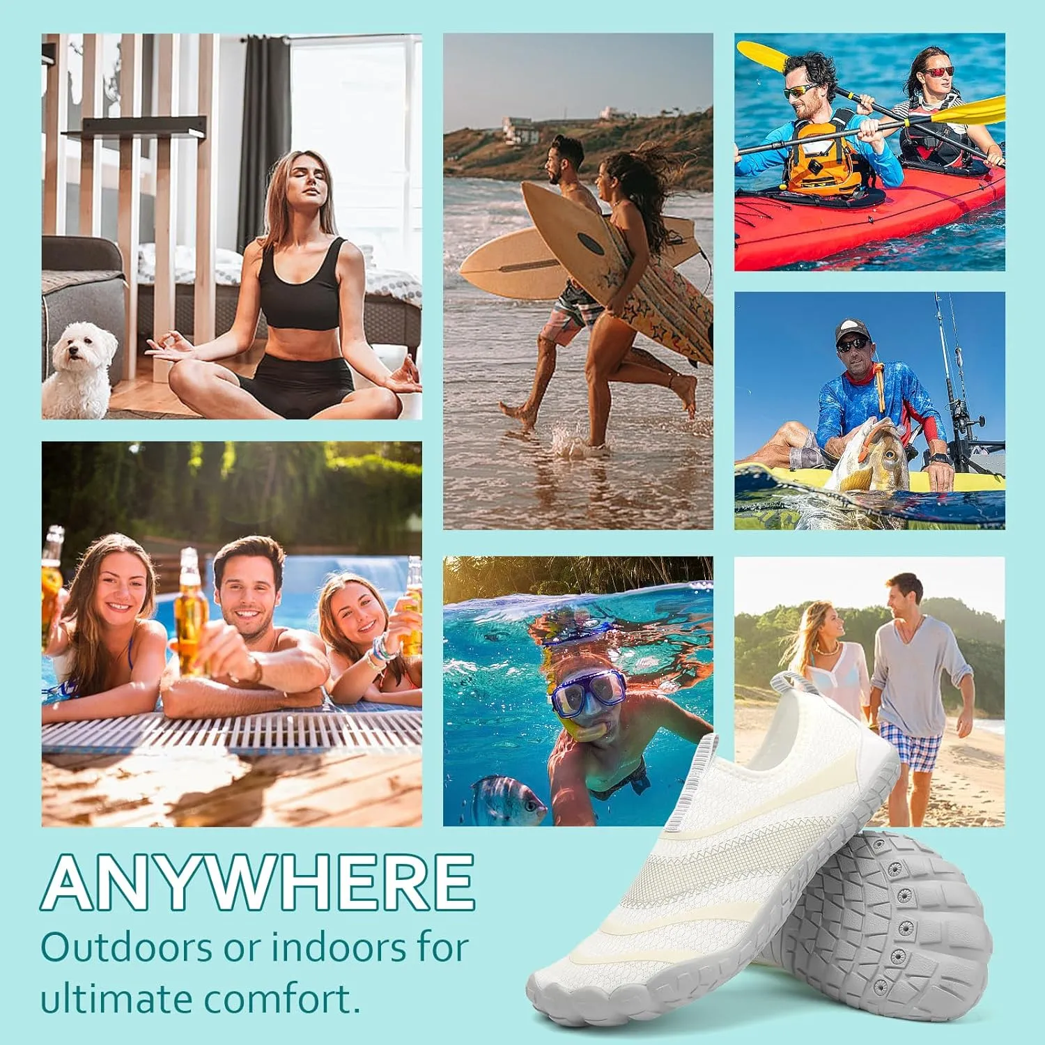 Water Shoes Womens Mens Quick-Dry Aqua Yoga Socks Barefoot Swim Pool Beach Shoes for Walking Hiking Diving Surf Ootdoor Water Sports