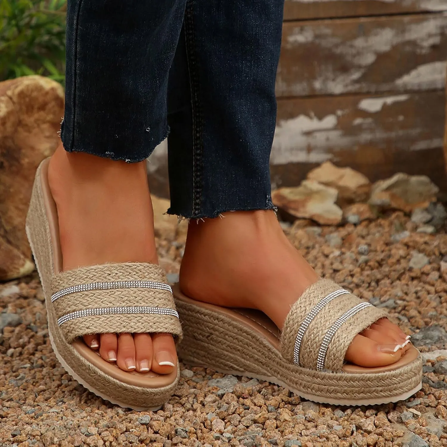 Wedge Sandals for Women Fashion Platform Sandals Casual Summer Wedges Sandals Slip on Open Toe Shoes