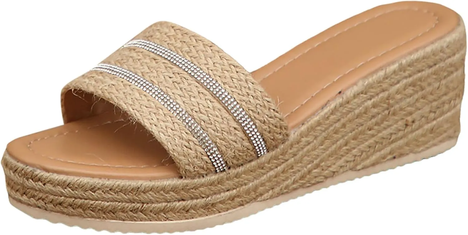 Wedge Sandals for Women Fashion Platform Sandals Casual Summer Wedges Sandals Slip on Open Toe Shoes