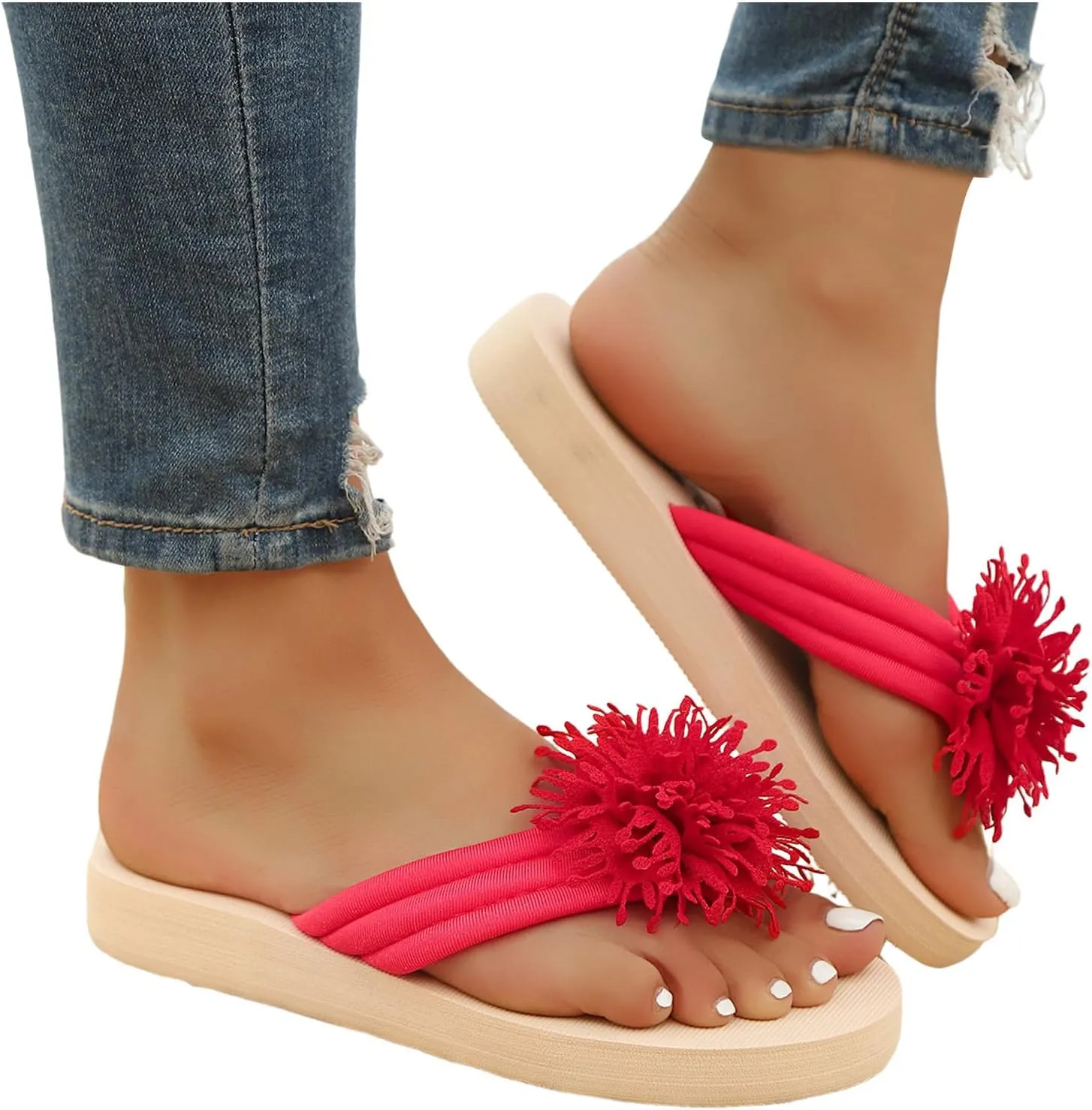 Wedge Sandals for Women Fashion Slippers Women's Flower Flip Flops Casual Versatile Thick Soled Slippers Comfortable And