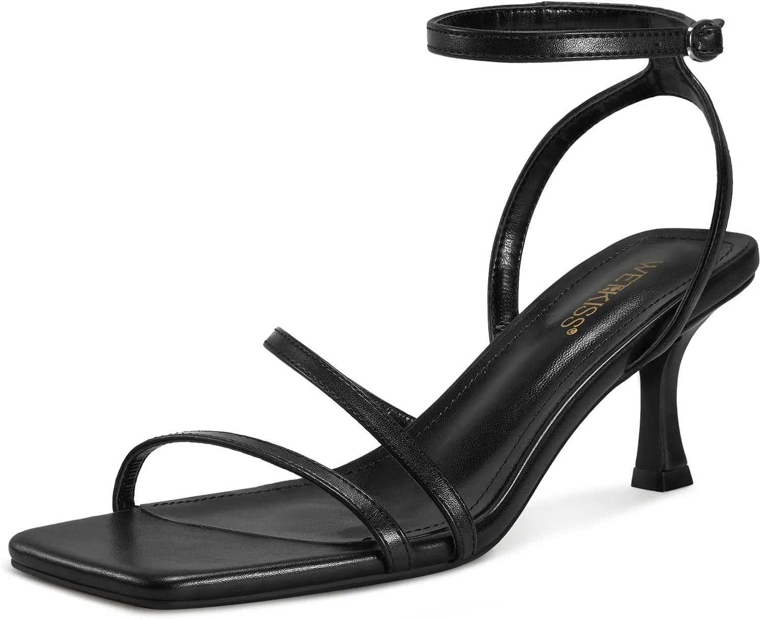 wetkiss Kitten Heels for Women Heels Sandals Low Heels Cute Strappy Heels Square Toe Comfortable Heels