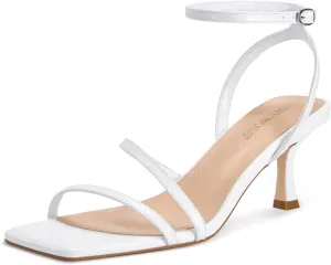 wetkiss Kitten Heels for Women Heels Sandals Low Heels Cute Strappy Heels Square Toe Comfortable Heels