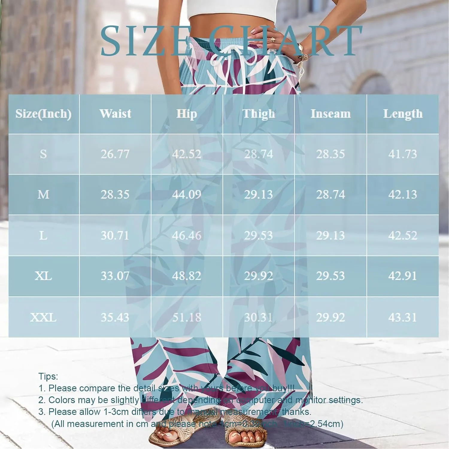 Wide Leg Beach Pants for Women High Waist Boho Elastic Waist Palazzo Summer Pants with Pockets Comfy Drawstring Clothes