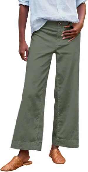 Wide Leg Loose Pants for Women Dressy Linen High Waist Beach Palazzo Pants Summer with Pockets Straight Leg Clothes
