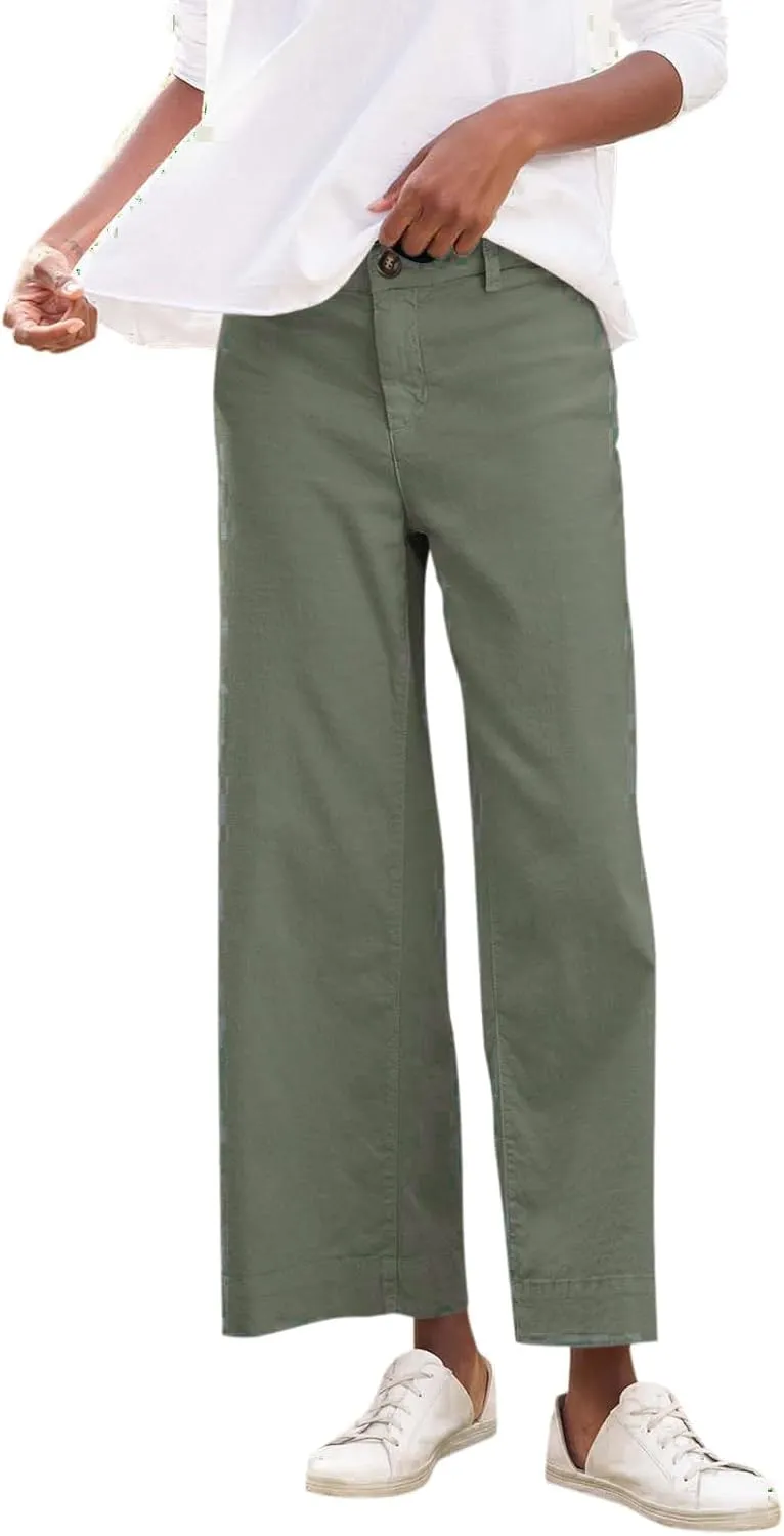 Wide Leg Loose Pants for Women Dressy Linen High Waist Beach Palazzo Pants Summer with Pockets Straight Leg Clothes