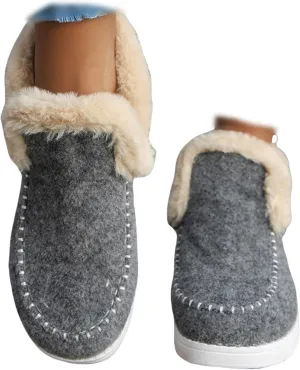 Winter Boots For Women 2024 Dressy Warm Fur Lined Snow Short Ankle Booties Fashion Comfortable Slip On Loafers Shoes
