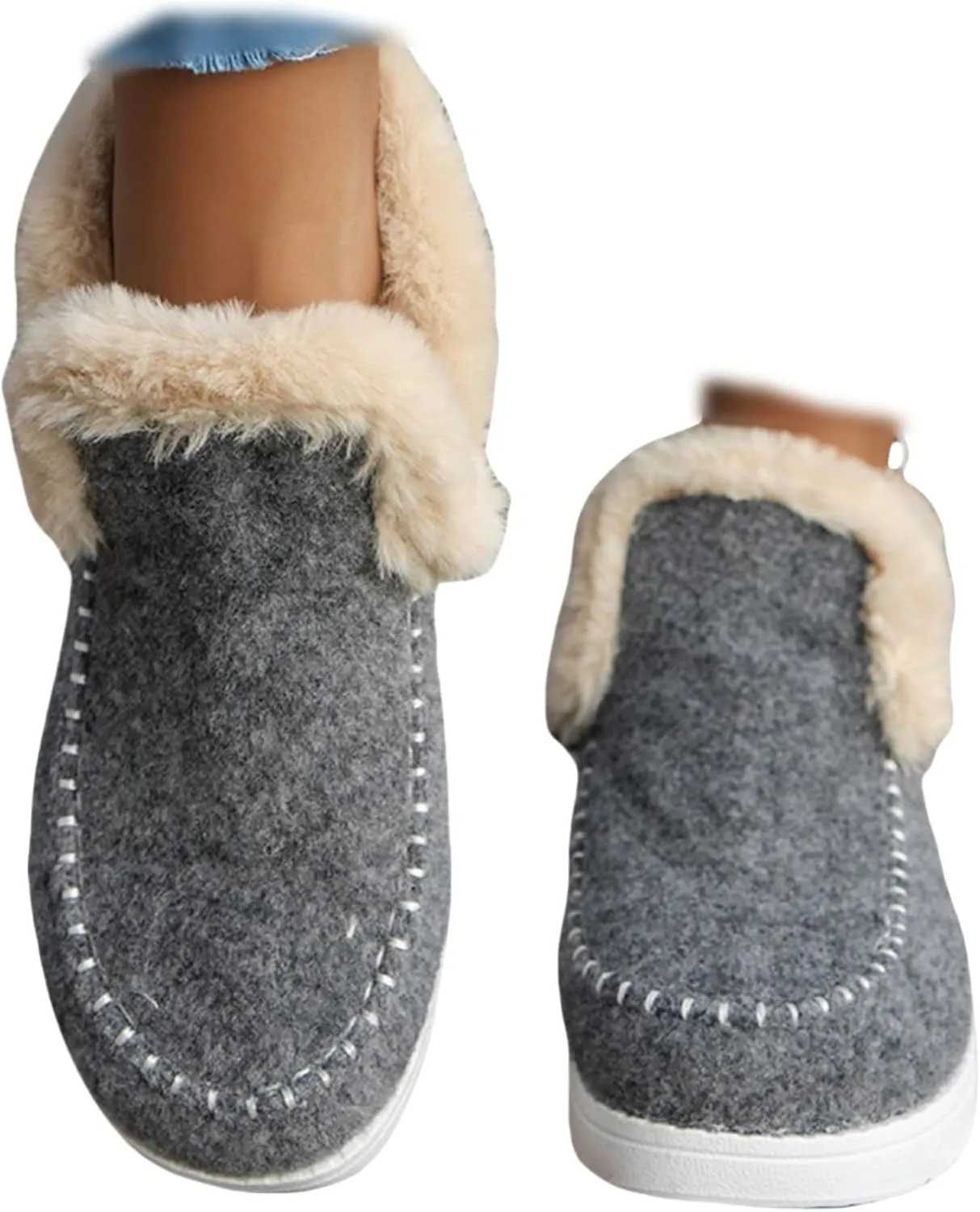 Winter Boots For Women 2024 Dressy Warm Fur Lined Snow Short Ankle Booties Fashion Comfortable Slip On Loafers Shoes