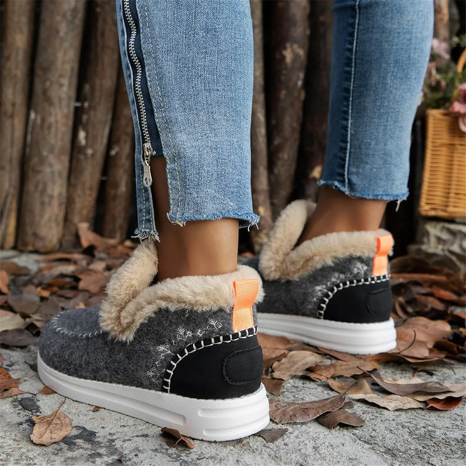 Winter Boots For Women 2024 Dressy Warm Fur Lined Snow Short Ankle Booties Fashion Comfortable Slip On Loafers Shoes