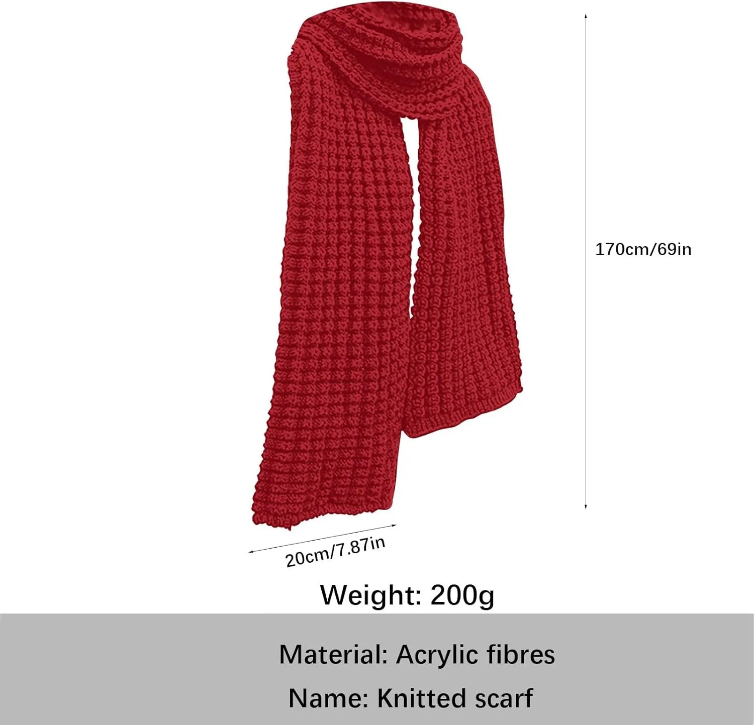 Winter Scarf for Women Big Chunky Scarf Solid Warm Soft Oversized Thick Blanket Scarves Shawl Wool Feel