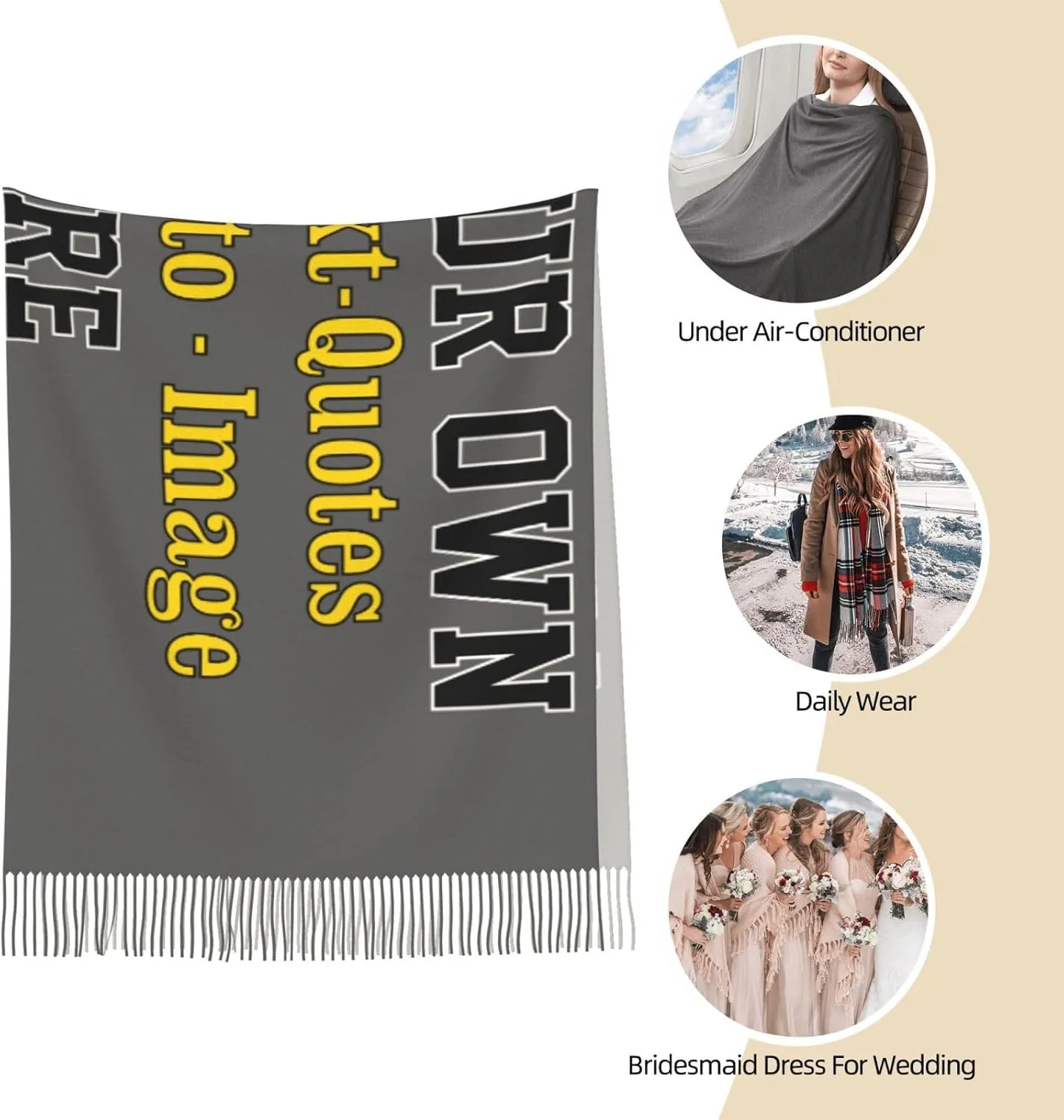 Winter Scarf for Women Men Custom Scarves Personalized Customize Logo Photo Text Name Pashmina Shawl Wrap