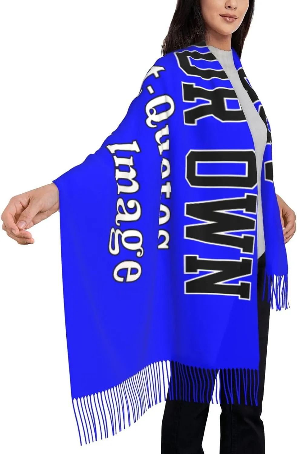 Winter Scarf for Women Men Custom Scarves Personalized Customize Logo Photo Text Name Pashmina Shawl Wrap