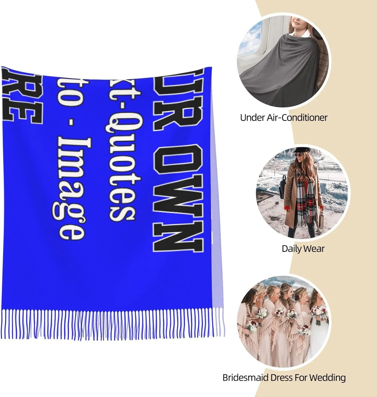 Winter Scarf for Women Men Custom Scarves Personalized Customize Logo Photo Text Name Pashmina Shawl Wrap