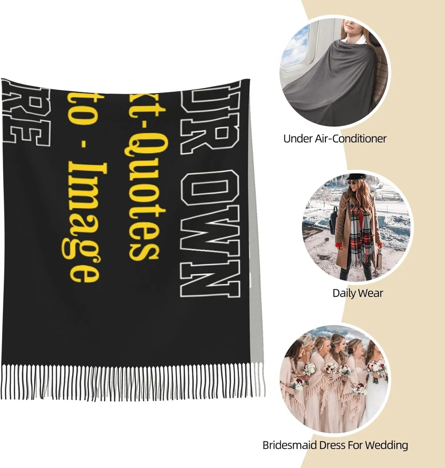 Winter Scarf for Women Men Custom Scarves Personalized Customize Logo Photo Text Name Pashmina Shawl Wrap