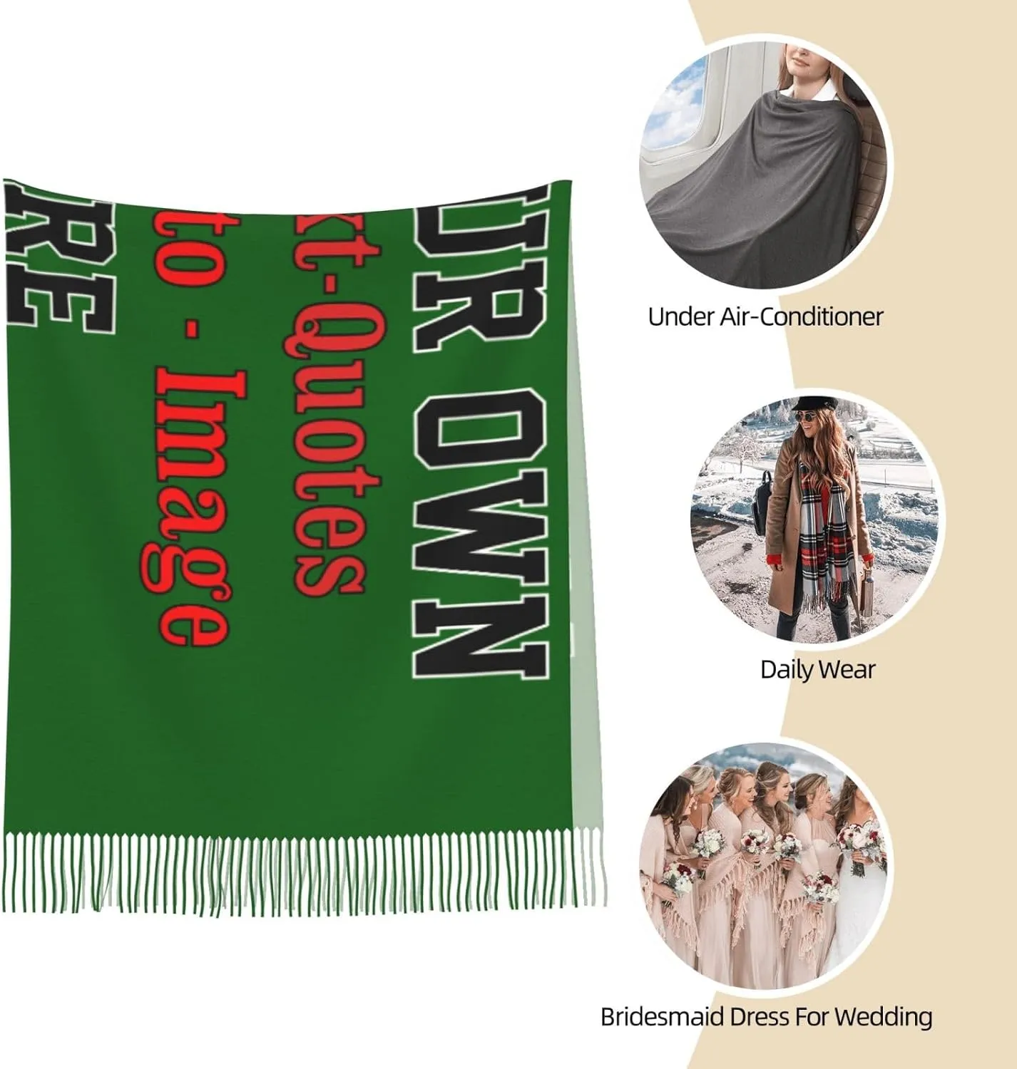 Winter Scarf for Women Men Custom Scarves Personalized Customize Logo Photo Text Name Pashmina Shawl Wrap