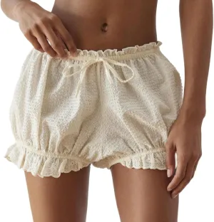 Women Gingham Bloomer Shorts Y2k Low Waist Lace Trim Boxer Shorts Ruffle Plaid Pjs Shorts Summer Lounge Shorts