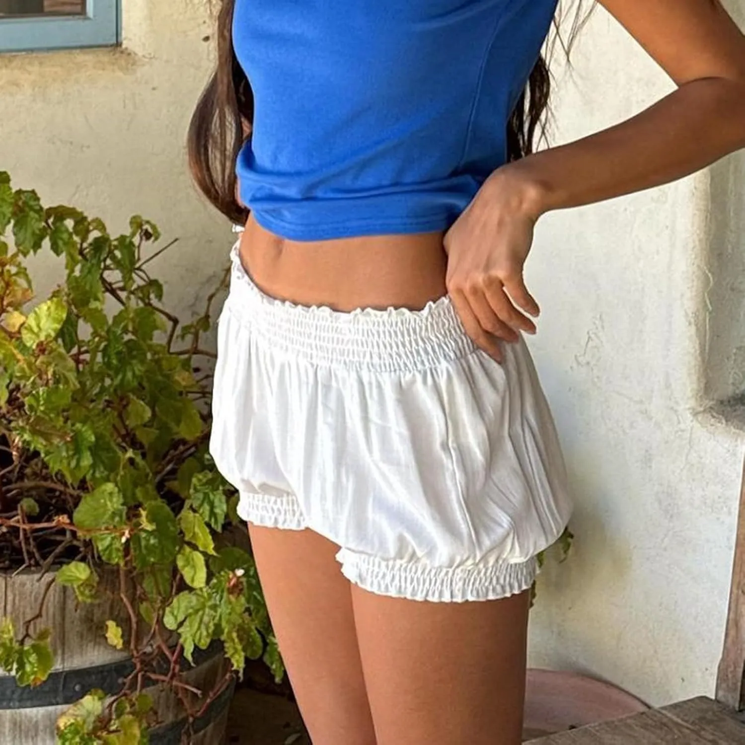 Women Gingham Bloomer Shorts Y2k Low Waist Lace Trim Boxer Shorts Ruffle Plaid Pjs Shorts Summer Lounge Shorts