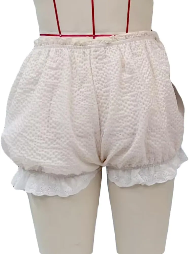 Women Gingham Bloomer Shorts Y2k Low Waist Lace Trim Boxer Shorts Ruffle Plaid Pjs Shorts Summer Lounge Shorts