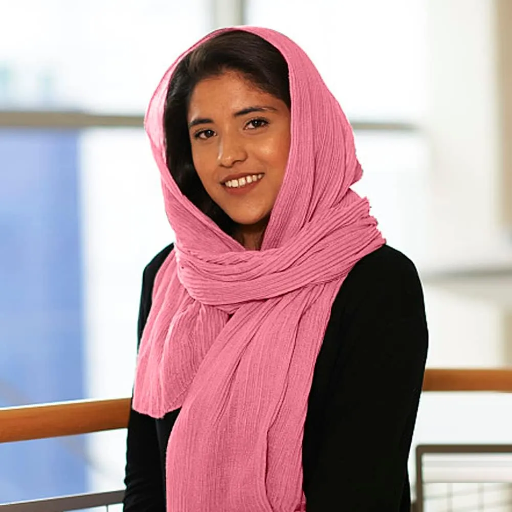 Women Hijab Muslim Head Scarf Solid Color Long Scarf Wrap Scarves Cotton Scarf Lightweight Chiffon Shawl Headscarves (Coffee)