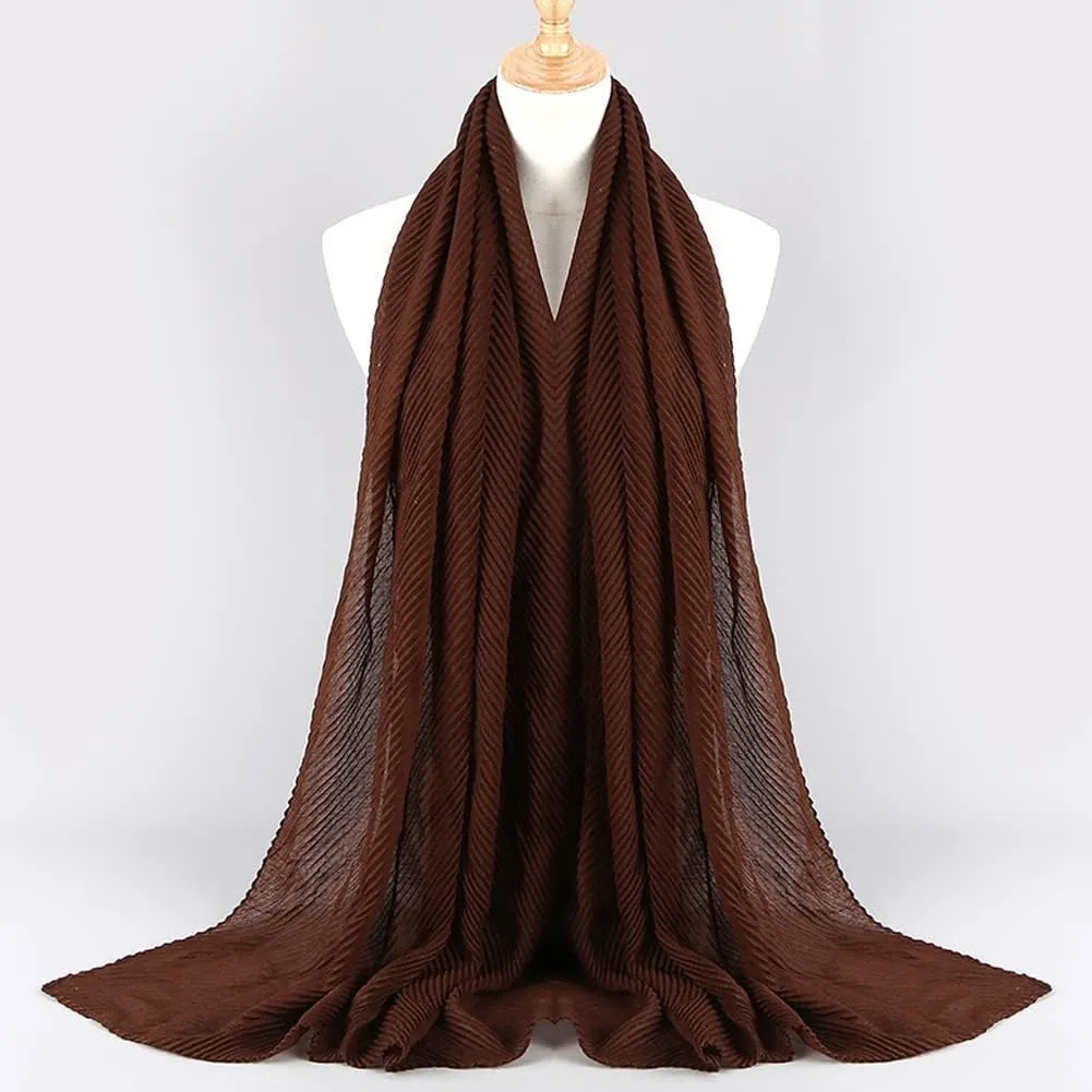 Women Hijab Muslim Head Scarf Solid Color Long Scarf Wrap Scarves Cotton Scarf Lightweight Chiffon Shawl Headscarves (Coffee)