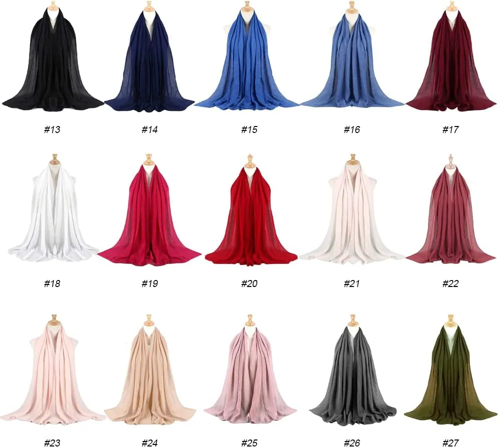 Women Hijab Muslim Head Scarf Solid Color Long Scarf Wrap Scarves Cotton Scarf Lightweight Chiffon Shawl Headscarves (Coffee)