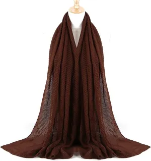 Women Hijab Muslim Head Scarf Solid Color Long Scarf Wrap Scarves Cotton Scarf Lightweight Chiffon Shawl Headscarves (Coffee)