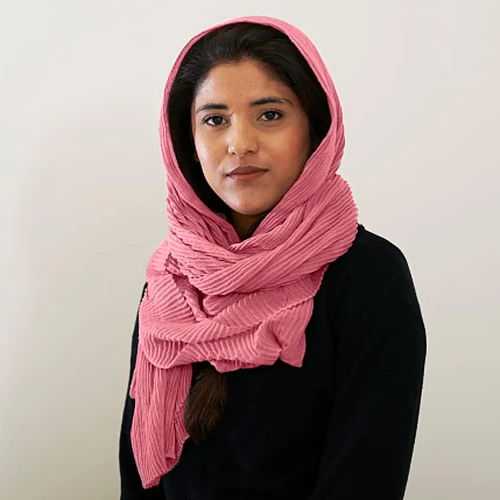 Women Hijab Muslim Head Scarf Solid Color Long Scarf Wrap Scarves Cotton Scarf Lightweight Chiffon Shawl Headscarves (Coffee)