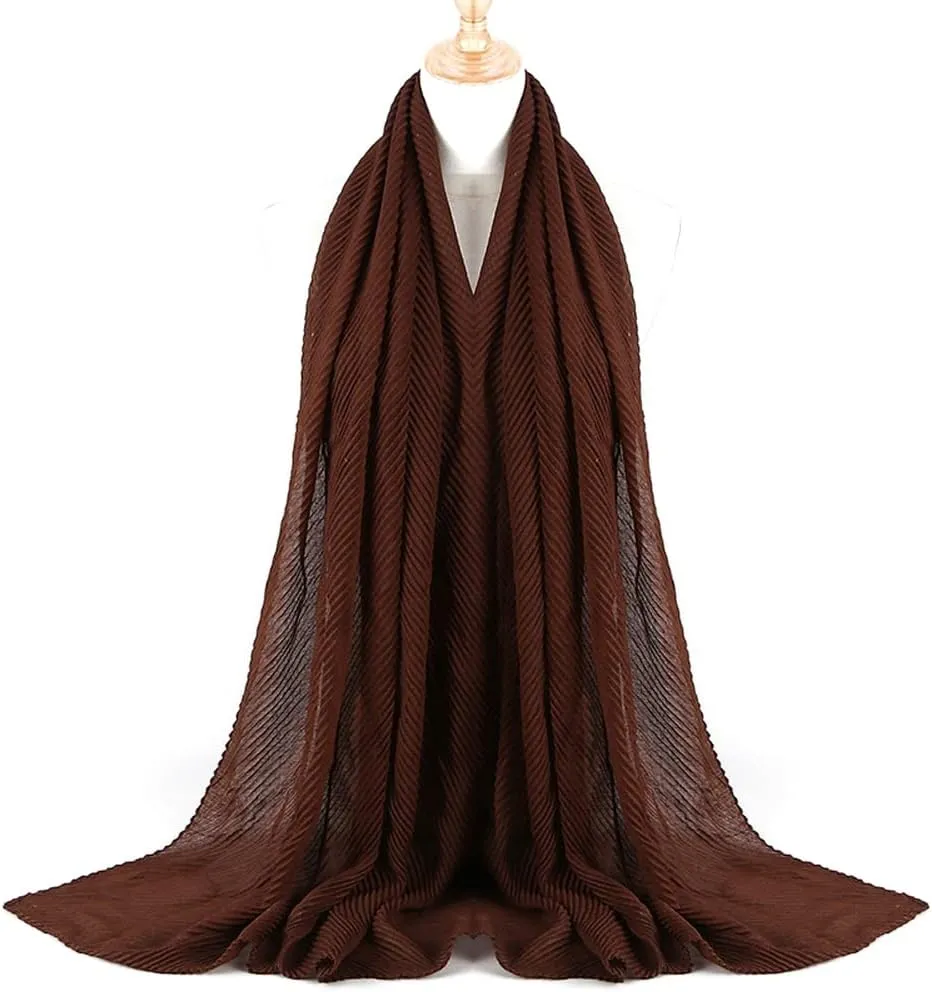 Women Hijab Muslim Head Scarf Solid Color Long Scarf Wrap Scarves Cotton Scarf Lightweight Chiffon Shawl Headscarves (Coffee)