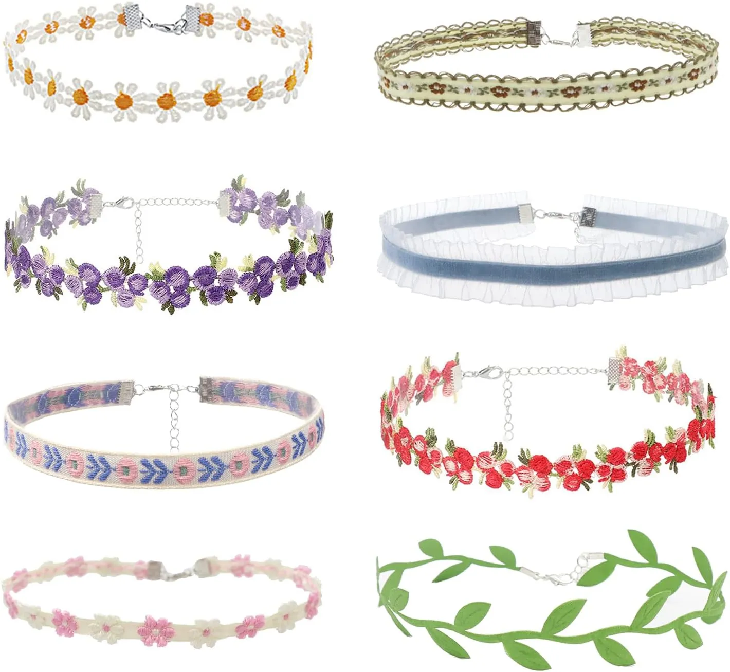 Women Lady Elegant Gothic Punk Classic Flower Lace Choker Goth Velvet Necklace Pink Red Blue Colorful Collar Statement Party Beach