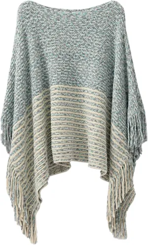 Women Off Shoulder Poncho With Tassels Knitted Shawl Scarf Fringed Wraps Pashminas Sweater Pullover Cape Gifts