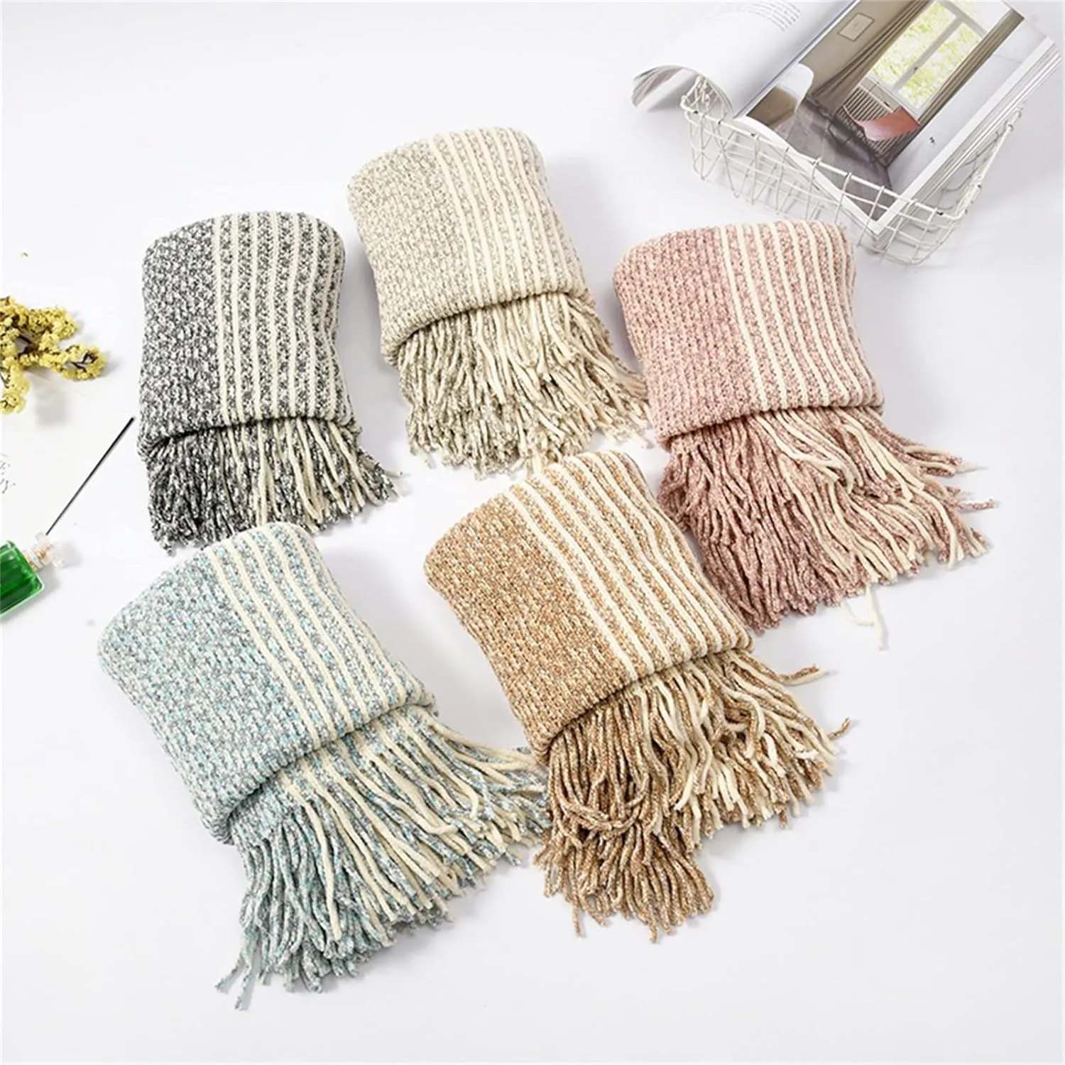 Women Off Shoulder Poncho With Tassels Knitted Shawl Scarf Fringed Wraps Pashminas Sweater Pullover Cape Gifts