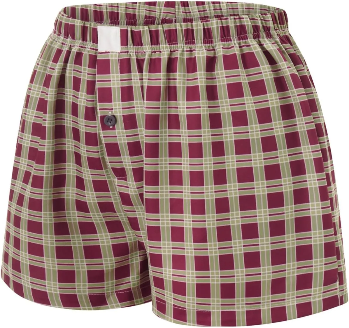 Women Pajamas Shorts Micro Boxer Shorts Y2K Cute Gingham Sleep Lounge Shorts Checkered Plaid Button Pj Mini Shorts