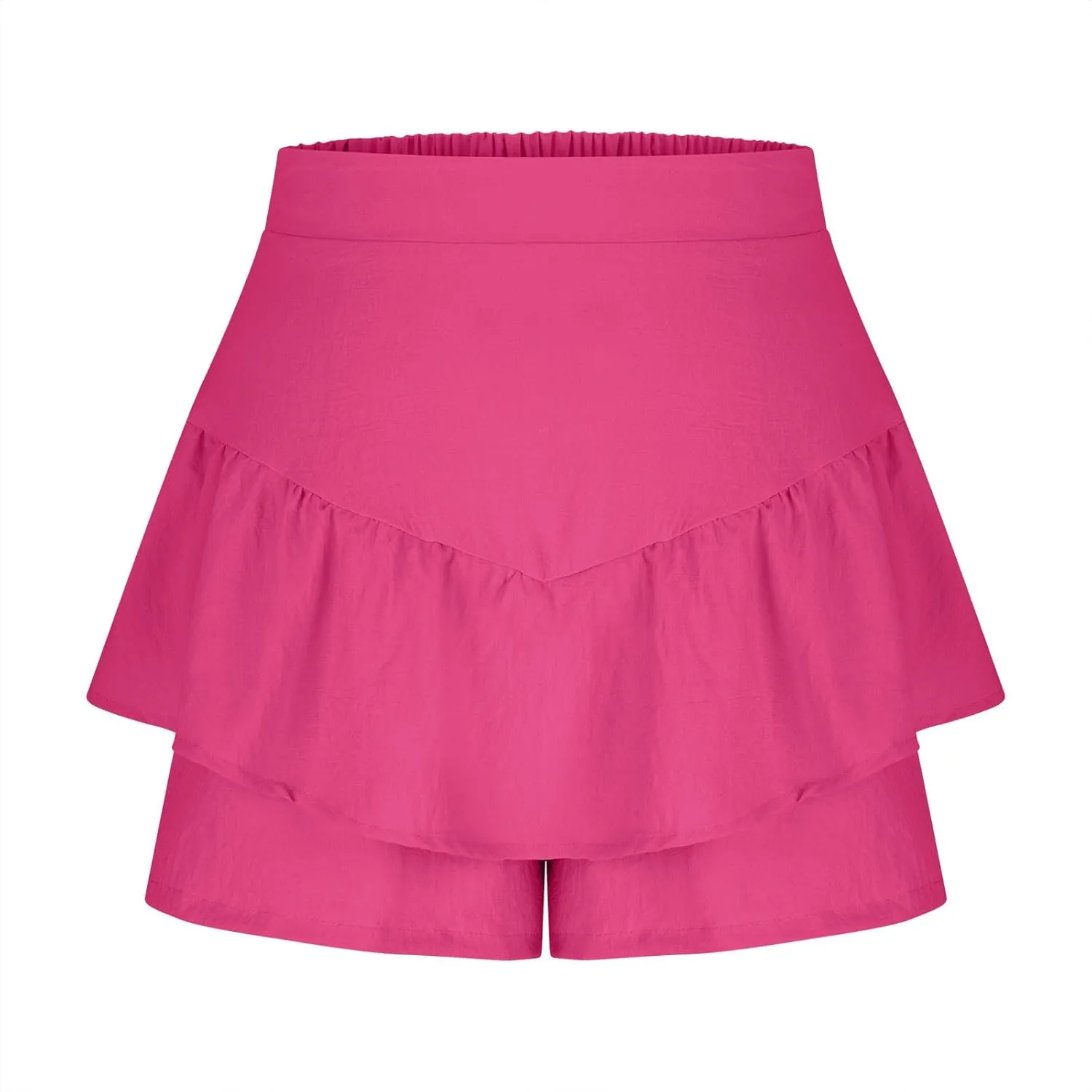 Women Ruffle Shorts Flowy Tiered Shorts Summer Boho Skorts A Line High Waisted Beach Shorts Trendy Vacation Shorts