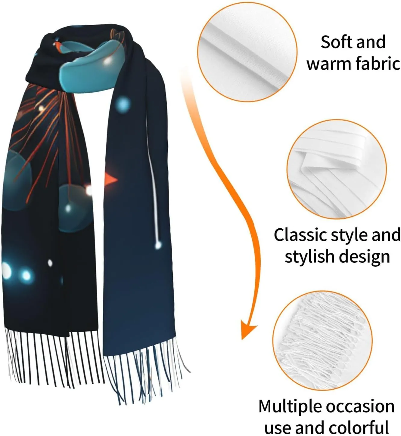 Women Scarf Winter Warm Scarves Super Soft Lightweight Shawl With Fringed Dog with Tie Scarf