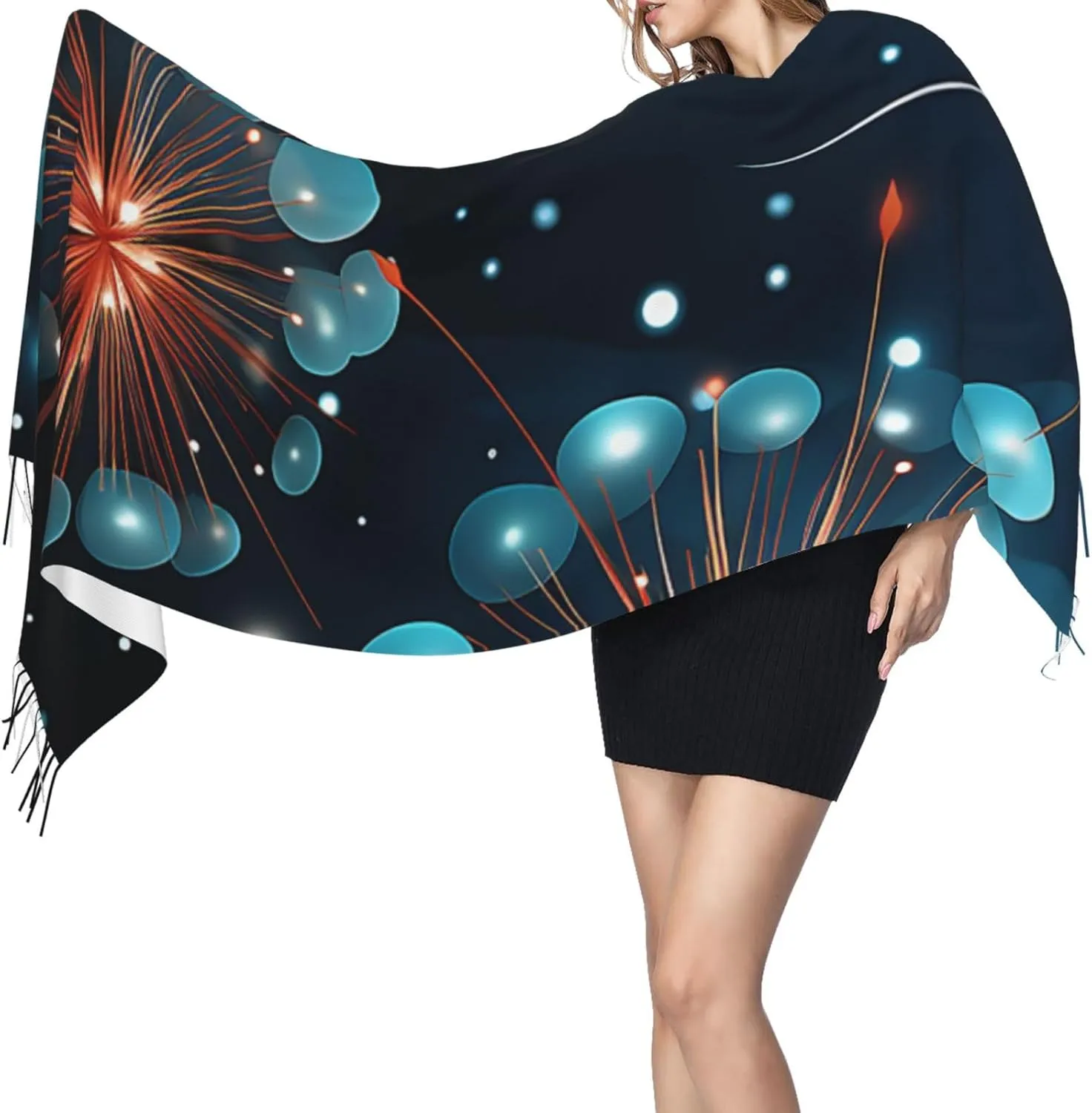 Women Scarf Winter Warm Scarves Super Soft Lightweight Shawl With Fringed Dog with Tie Scarf