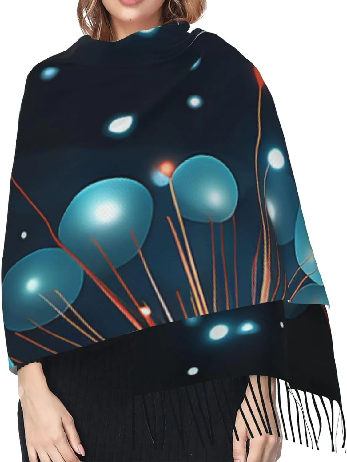 Women Scarf Winter Warm Scarves Super Soft Lightweight Shawl With Fringed Dog with Tie Scarf