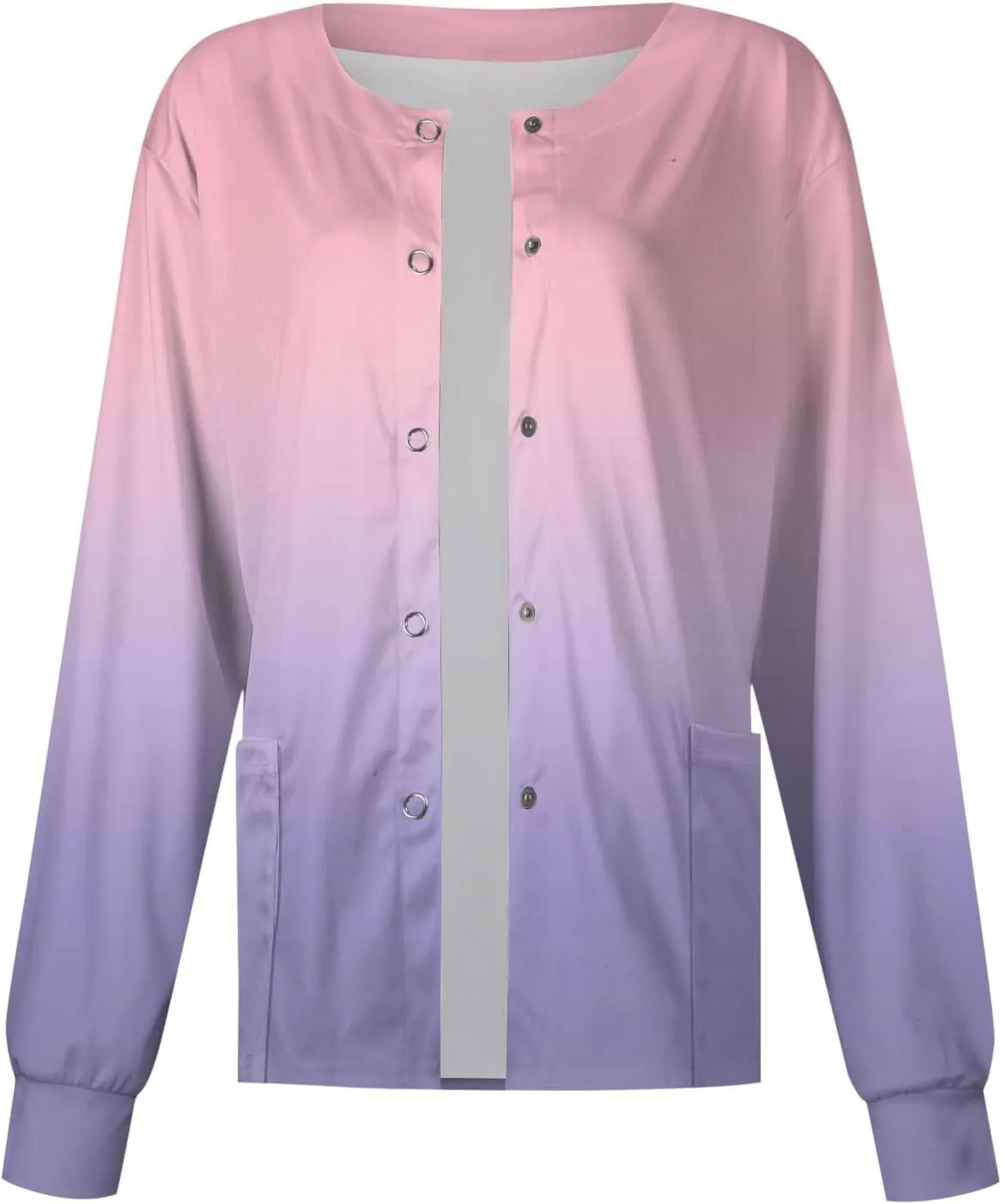 Women Scrub Jacket Long Sleeved Single Breasted Gradient Work Clothes Cardigan Top Long Sleeve Scrubs for Women