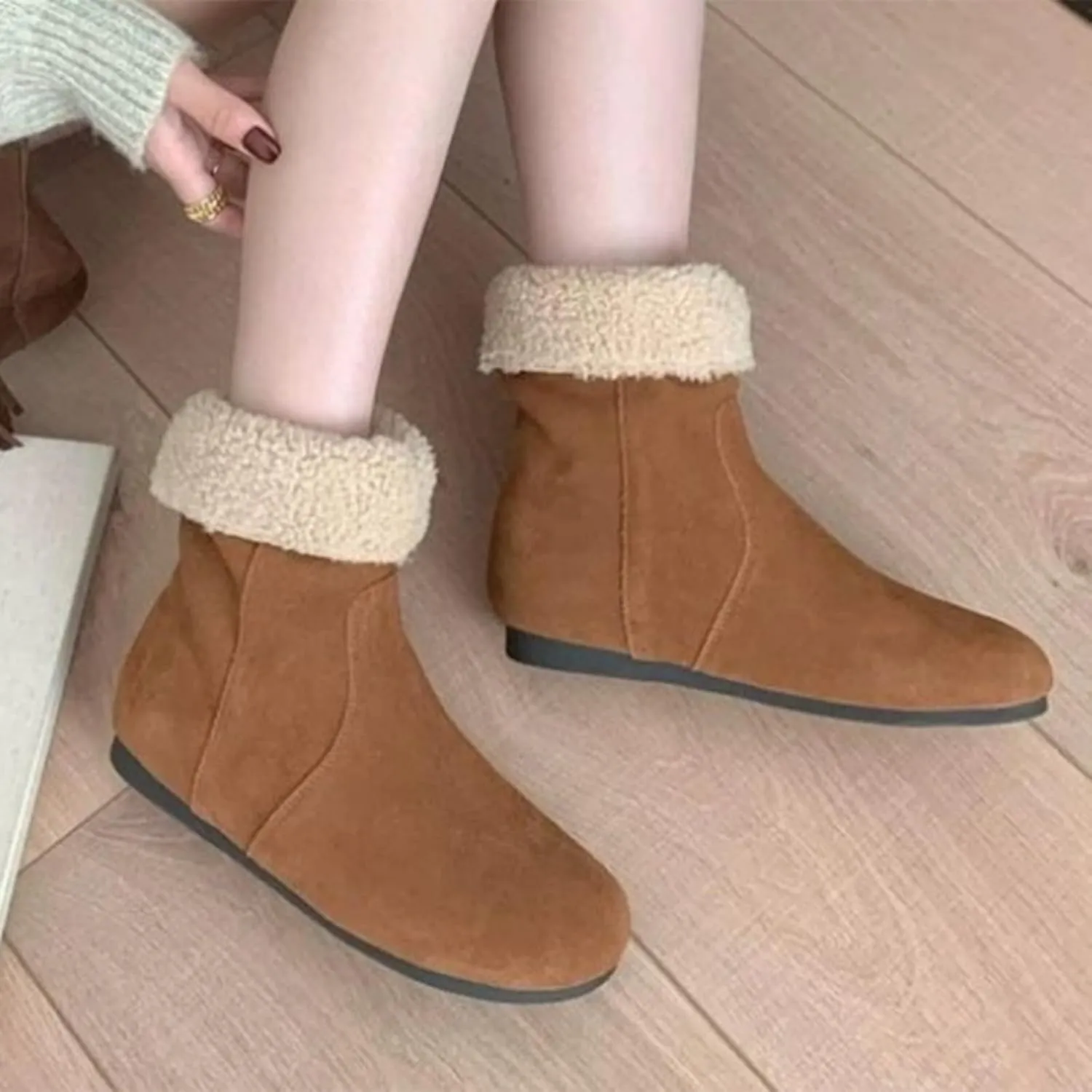 Women Snow Boots Knee High Boots Women Wide Calf Women Shoes Fall Womens Winter Dress Shoes Chunky Heel Boots