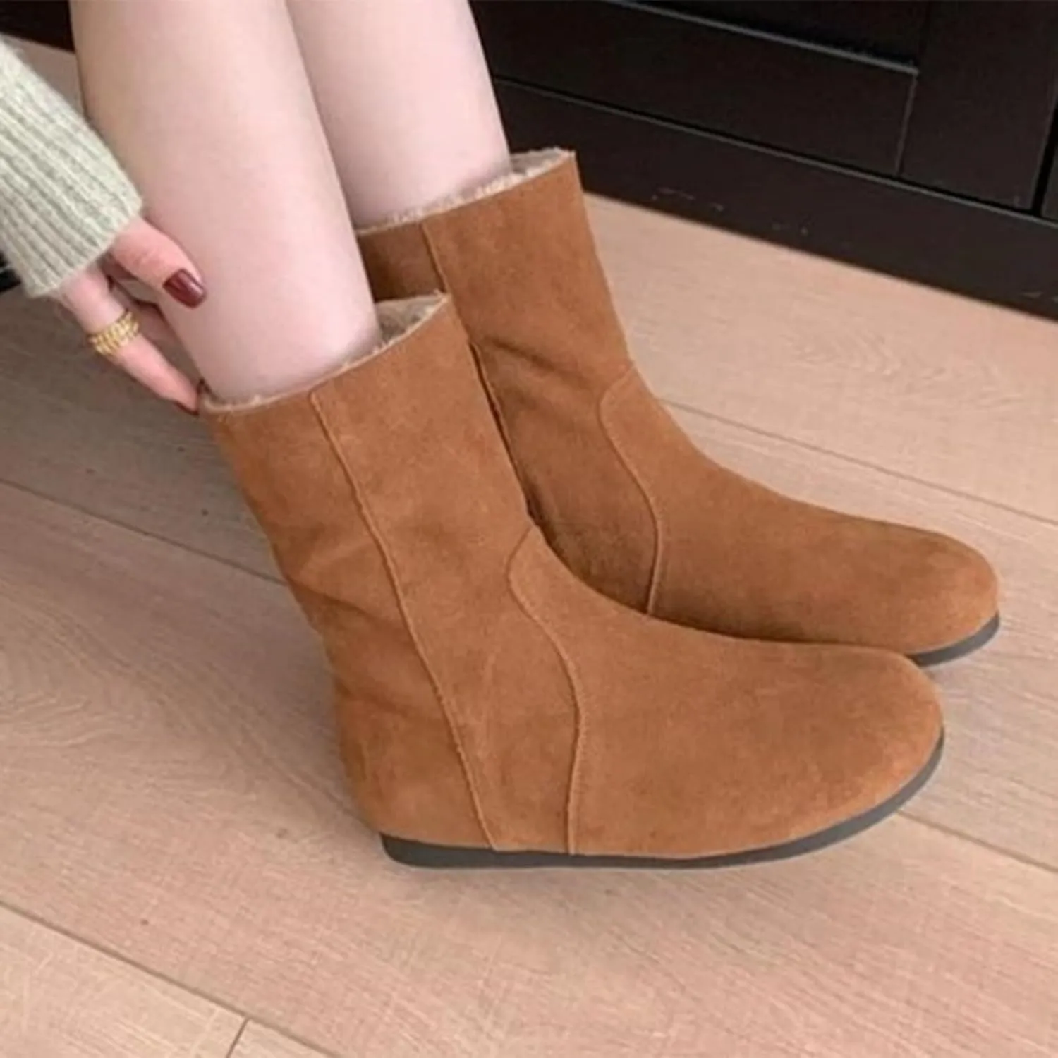 Women Snow Boots Knee High Boots Women Wide Calf Women Shoes Fall Womens Winter Dress Shoes Chunky Heel Boots