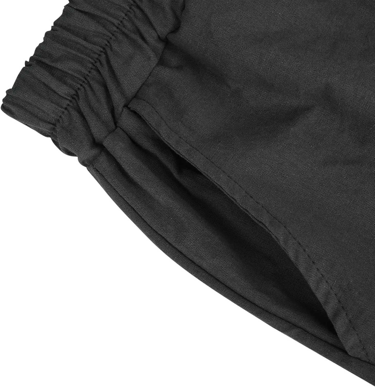 Women Summer Cotton Linen Bermuda Shorts Elastic Waist Wide Leg Shorts Loose Knee Length Shorts Casual Beach Shorts