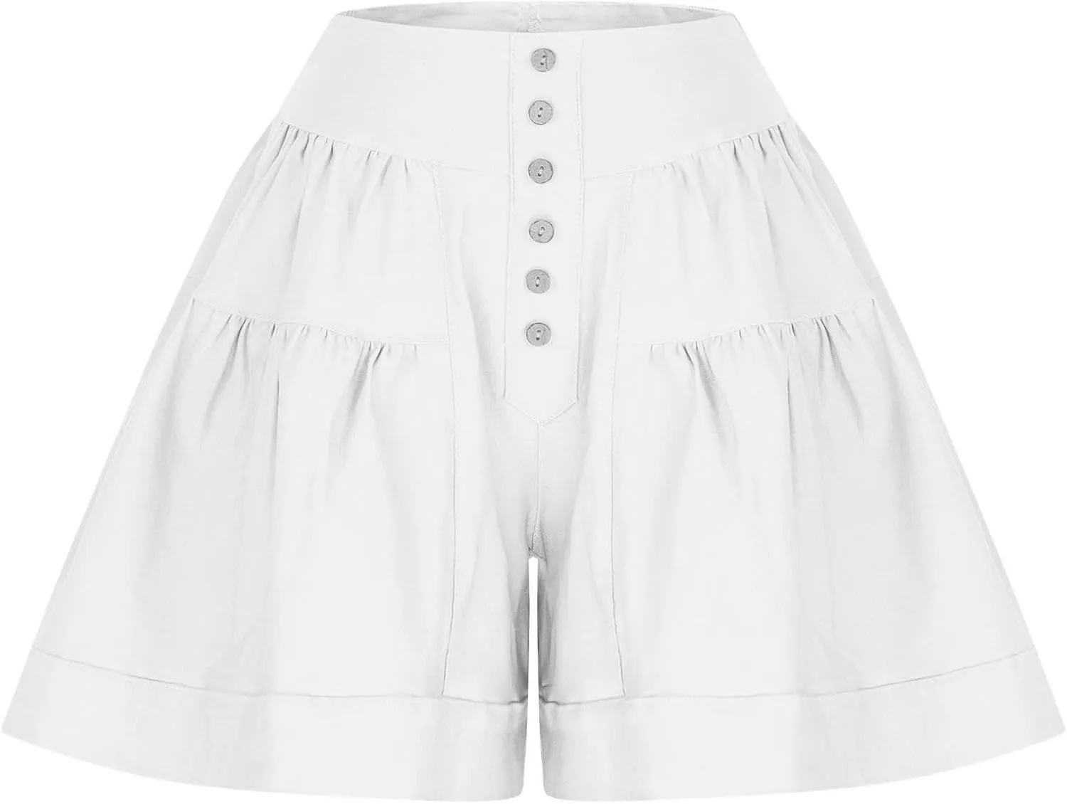 Women's 2025 Fashion Shorts Summer High Waist Flowy Wide Leg Buttons Pleated Short Pants Casual Loose Pleated Shorts
