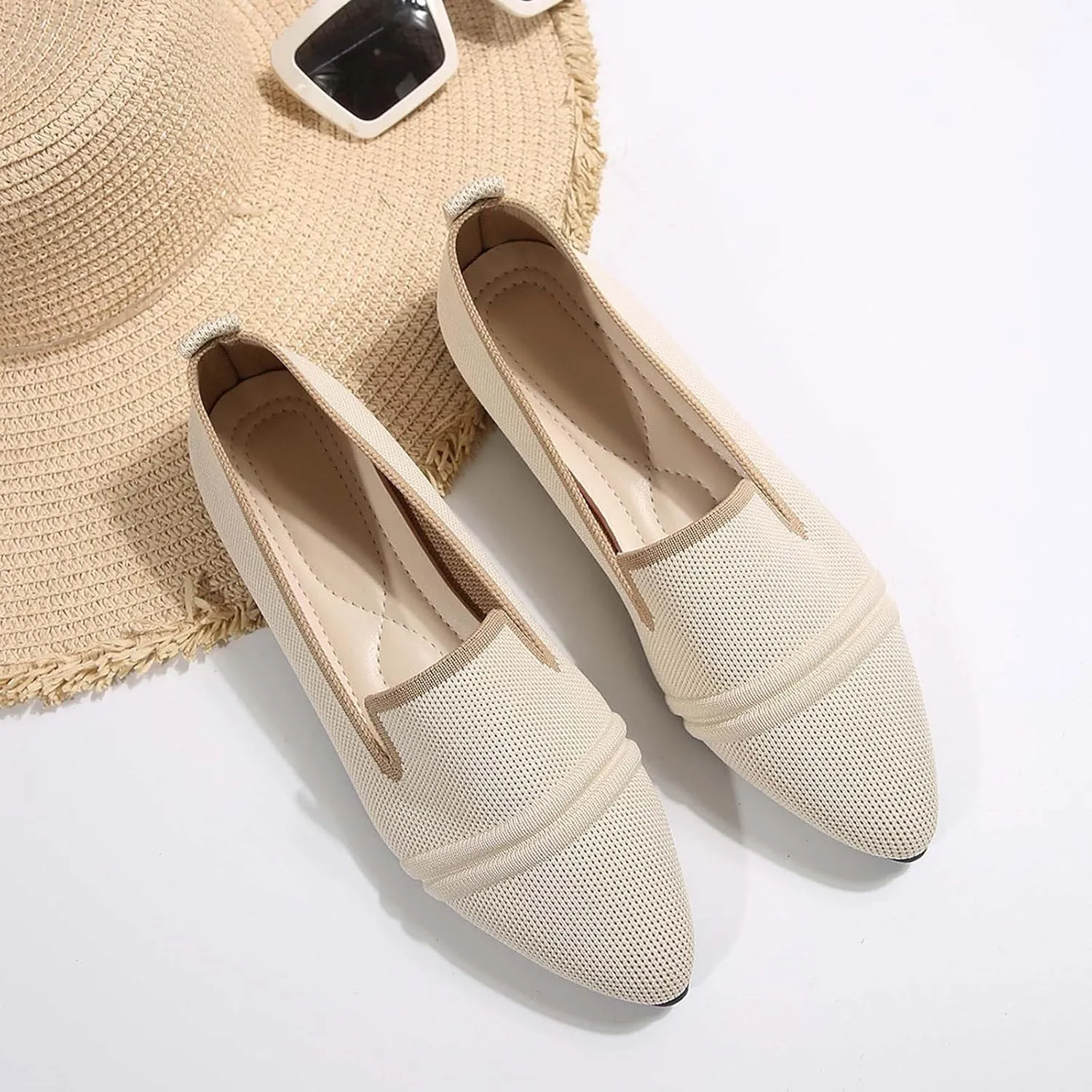 Women's Breathable Comfortable Pointed Toe Casual Shoes for Spring Summer Fashion Flat Walking Slip On Loafers