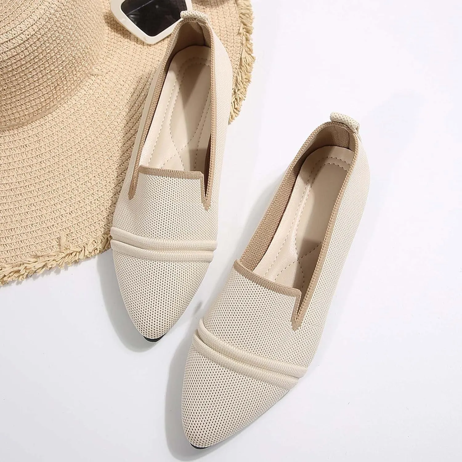 Women's Breathable Comfortable Pointed Toe Casual Shoes for Spring Summer Fashion Flat Walking Slip On Loafers