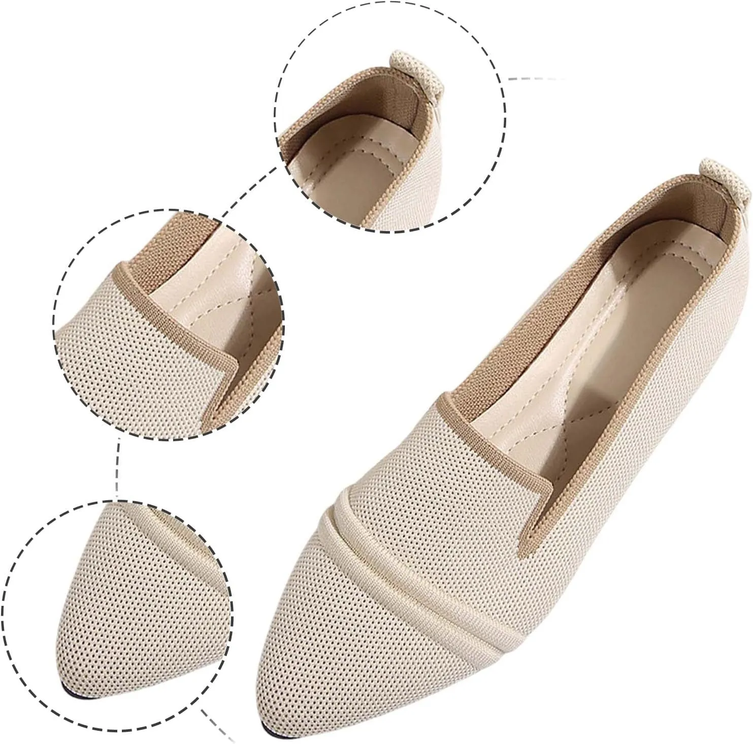 Women's Breathable Comfortable Pointed Toe Casual Shoes for Spring Summer Fashion Flat Walking Slip On Loafers