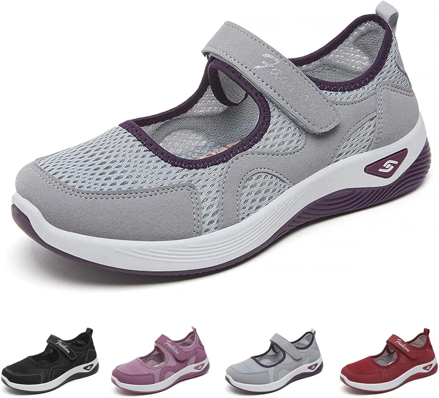 Women's Breathable Walking Shoes Comfortable Working Nurse Shoes Casual Nursing Orthotic Lightweight Shoe Adjustable Barefoot Casual Sneakers Zero Drop Arthritis Edema Sneakers Indoor Outdoor