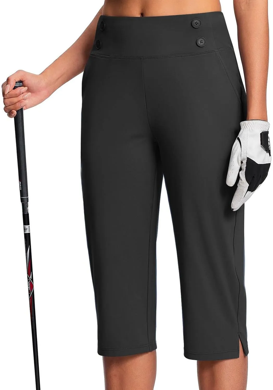 Women's Capri Pants Petite Summer Casual Elastic High Waist Yoga Pants Comfy Lightweight Business Office Work Slacks